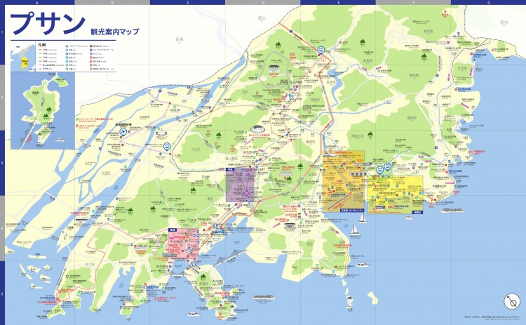 日本語/ハングル併記の釜山(부산/プサン)の全体地図