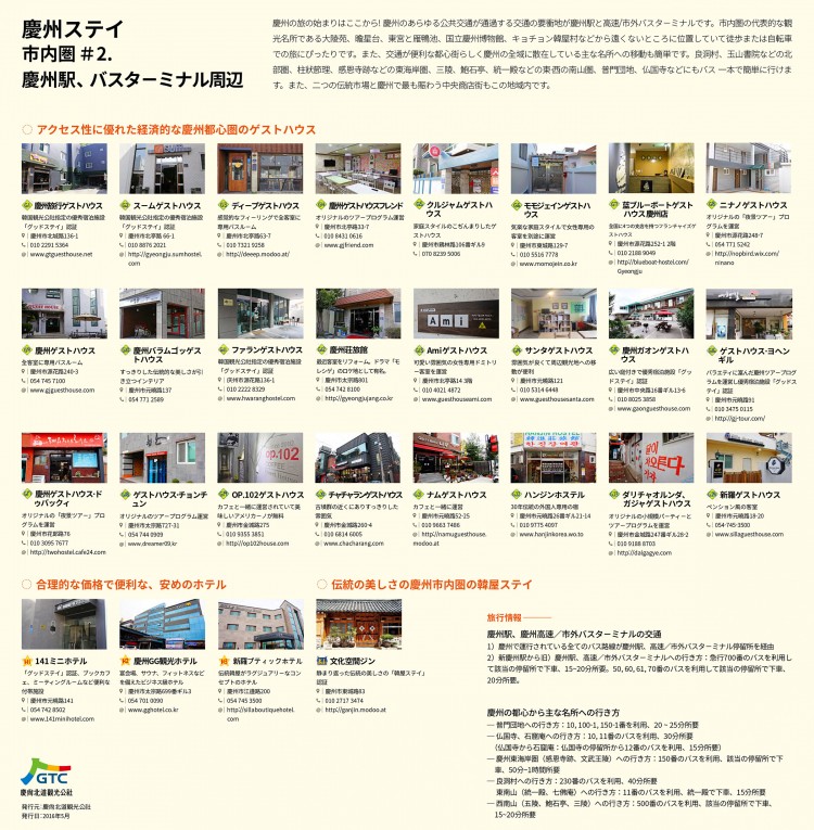 慶州(경주/キョンジュ)駅、バスターミナル周辺にある宿泊先の紹介