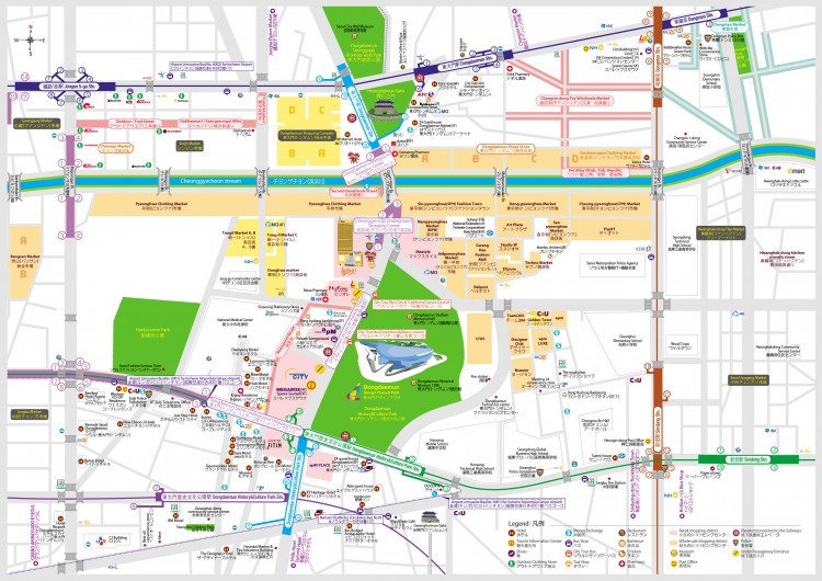 ソウル(서울)東大門(동대문/トンデムン)市場の日本語地図