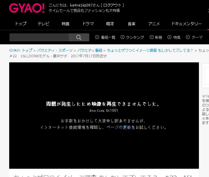 以前はVPNサービスで利用できたGyaoだが今はVPNサービスを使って接続するとこんなメッセージが・・・　「問題が発生したため映像を再生できませんでした。」