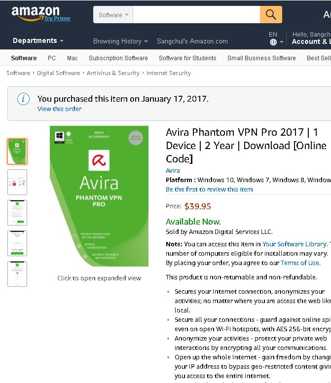 アメリカのアマゾンサイトではVPNプログラムの2年利用券が39.95ドル(約4,474円)で売れることも