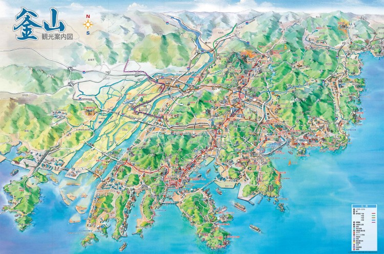 日本語だけ表記されている釜山(부산/プサン)の全体地図