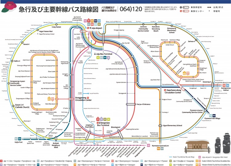 済州島幹線バス路線図