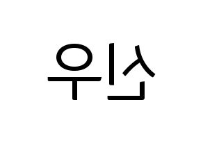 KPOP B1A4(비원에이포、ビーワンエーフォー) 신우 (シヌゥ) コンサート用　応援ボード・うちわ　韓国語/ハングル文字型紙 左右反転