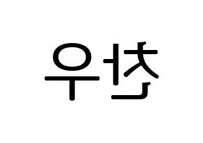 KPOP iKON(아이콘、アイコン) 정찬우 (CHAN) プリント用応援ボード型紙、うちわ型紙　韓国語/ハングル文字型紙 左右反転