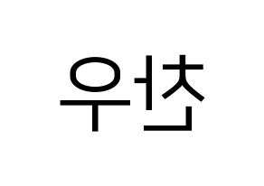 KPOP iKON(아이콘、アイコン) 정찬우 (CHAN) プリント用応援ボード型紙、うちわ型紙　韓国語/ハングル文字型紙 左右反転