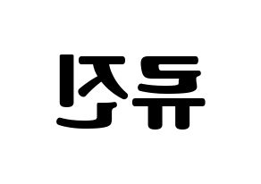 KPOP ITZY(있지、イッジ) 류진 (リュジン) コンサート用　応援ボード・うちわ　韓国語/ハングル文字型紙 左右反転