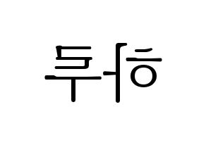 KPOP NATURE(네이처、ネイチャー) 하루 (ハル) 応援ボード・うちわ　韓国語/ハングル文字型紙 左右反転