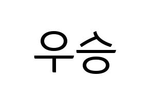 KPOP X1(엑스원、エックスワン) 한승우 (ハン・スンウ) コンサート用　応援ボード・うちわ　韓国語/ハングル文字型紙 左右反転